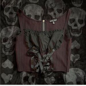 Current Mood Black and Red Lace-Up Top- Check Description!